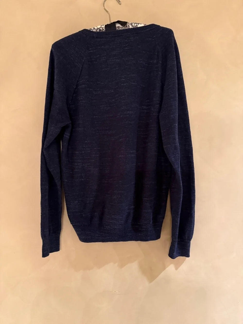J. Crew 100% Cotton Dark Blue Crewneck Raglan  Long-Sleeve Pullover size M